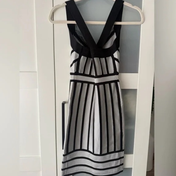 French Connection Black and Gray Geometric Mini Dress - Picture 2 of 5